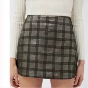 NWT Urban Outfitters Jackie Plaid Metallic Mini Skirt